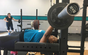 Lifter setting up for bench press
